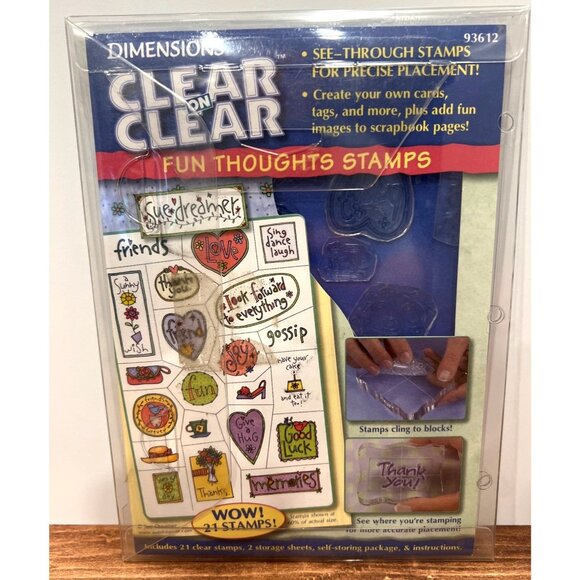 Dimensions Clear On Clear Fun Thoughts Stamps Set 93612 photopolymer - Picture 1 of 5